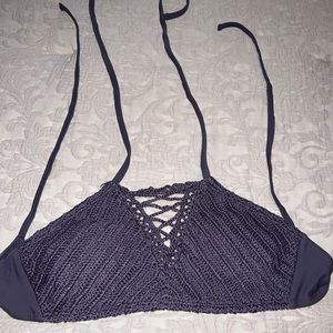 Xhileration Womens Juniors Size Small purple Crochet style Swimsuit top Bikini
